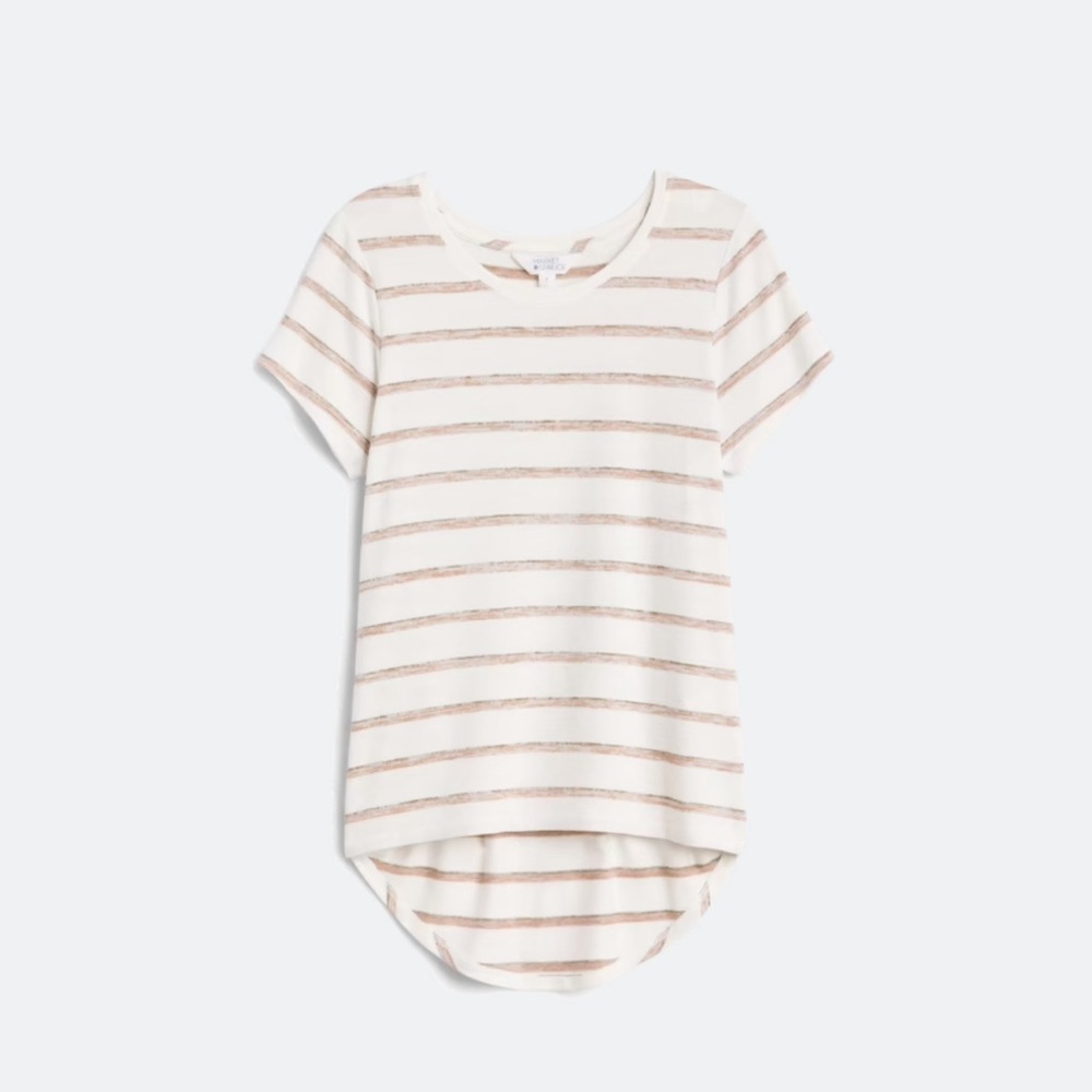 Market & Spruce Cream Short Sleeve Tee with Beige Stripes